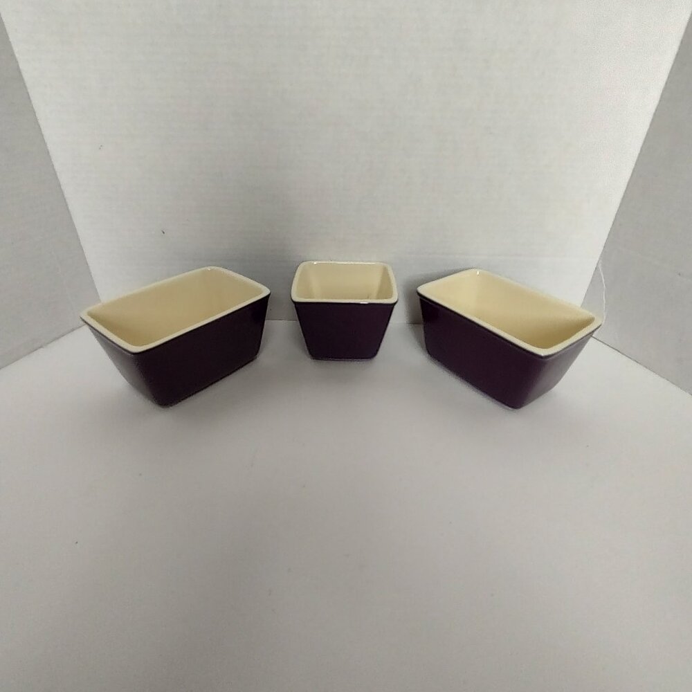 Longaberger Pottery Grape Square Serving Bowls - 3 in Set
